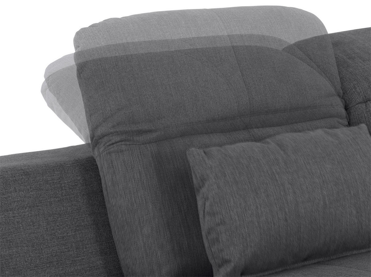 WOHNLANDSCHAFT in Mikrofaser Dunkelgrau  - Chromfarben/Dunkelgrau, Modern, Textil/Metall (184/345/228cm) - MID.YOU