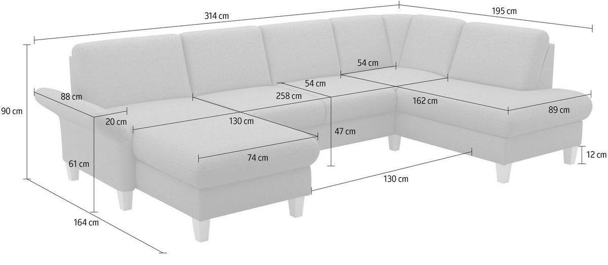 WOHNLANDSCHAFT Olivgrün Flachgewebe  - Eichefarben/Olivgrün, KONVENTIONELL, Holz/Textil (164/314/195cm) - Sit & More
