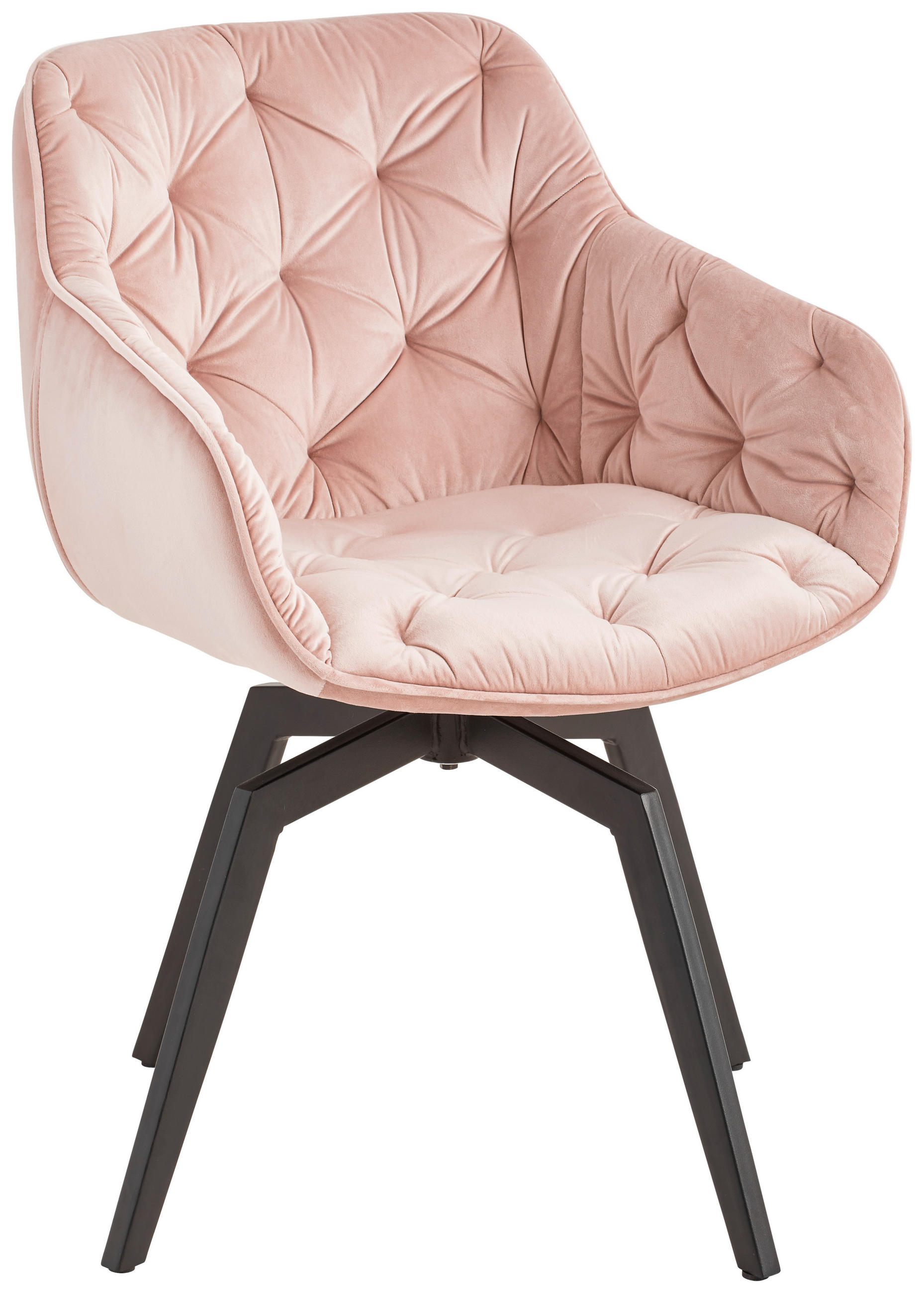 ARMLEHNSTUHL  in Eisen Samt  - Schwarz/Rosa, MODERN, Holz/Textil (58/83/63cm) - Livetastic