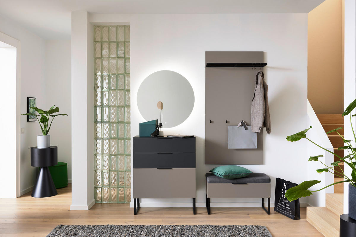 GARDEROBE 5-teilig  in 180/202/40 cm  - Dunkelgrau/Grau, Design, Glas/Holzwerkstoff (180/202/40cm) - Musterring