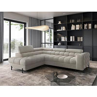 ECKSOFA FERUCCE in Teddystoff Beige  200/276 cm  - Beige/Schwarz, Design, Textil/Metall (200/276cm) - MID.YOU