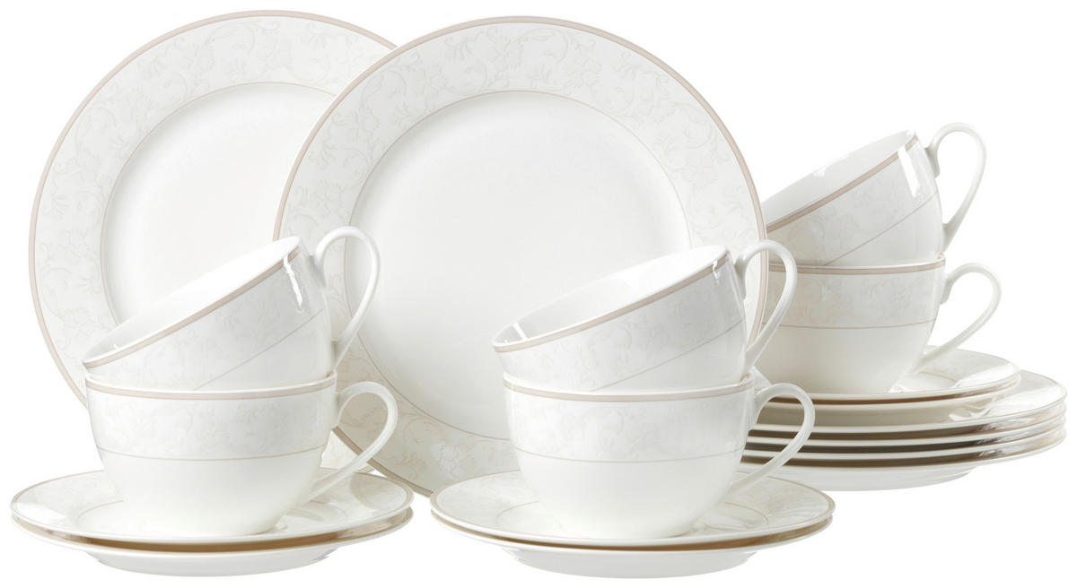 KÁVOVÝ SERVIS, 18-dielne, jemný porcelán (fine china) - béžová, Konventionell, keramika - Ritzenhoff Breker