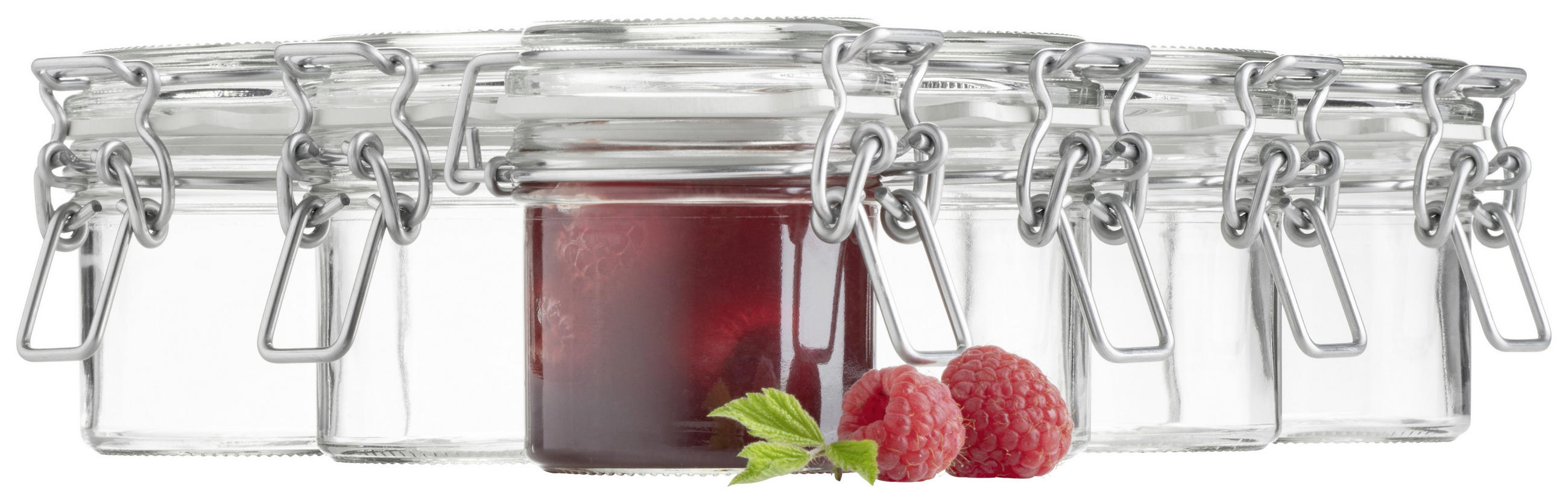 Thumbnail - Mäser Einmachglas-Set, Glas, 6.5x7.6 cm, lebensmittelecht, Bügelverschluss, luftdichter Verschluss, auslaufsicher, unbef...