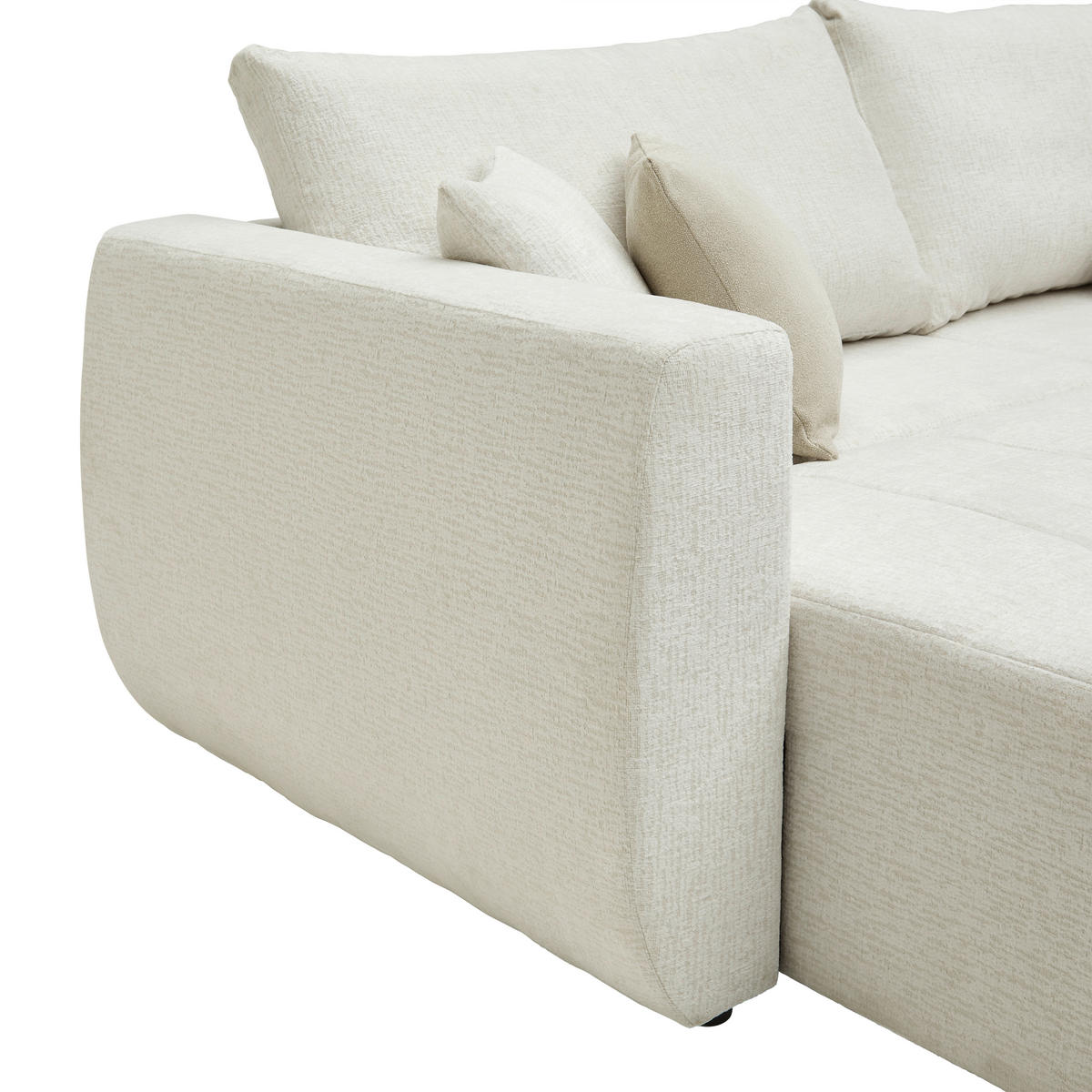 SCHLAFSOFA in Chenille, Jacquard Creme  - Beige/Creme, Kunststoff/Textil (245/74-90/104cm) - MID.YOU