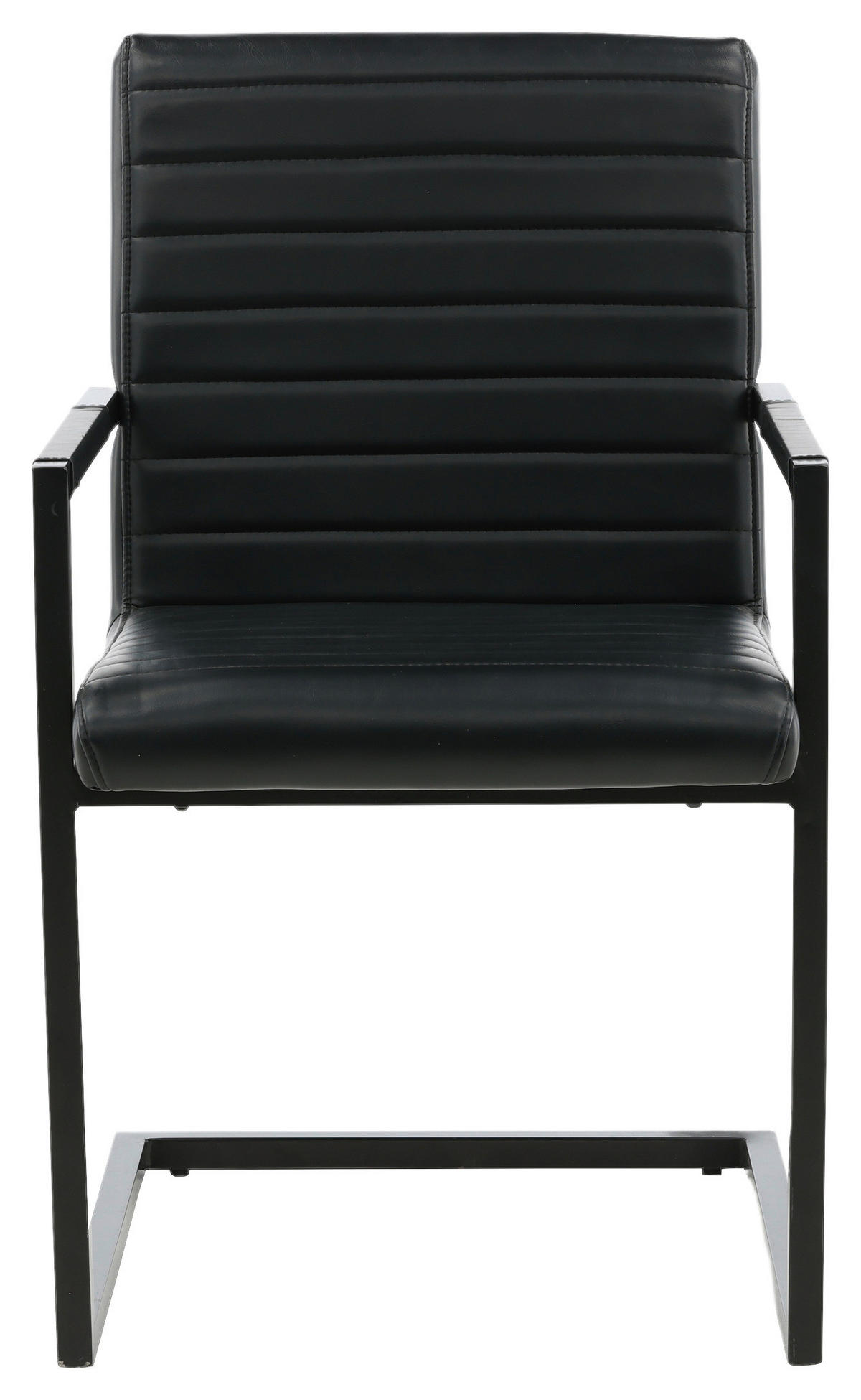 ARMLEHNSTUHL-SET 2 Stück  in Stahl Lederlook (vegan)  - Schwarz, Design, Textil/Metall (54/88/63cm) - Livetastic