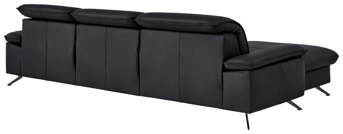 ECKSOFA  Echtleder Anthrazit  - Anthrazit/Schwarz, Design, Leder/Metall (169/307cm) - Beldomo Premium