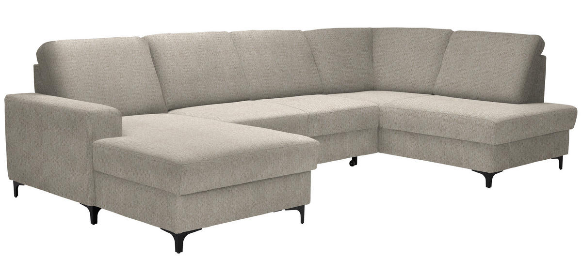 WOHNLANDSCHAFT in Webstoff Beige  - Beige/Schwarz, Konventionell, Textil/Metall (167/317/185cm) - Stylife