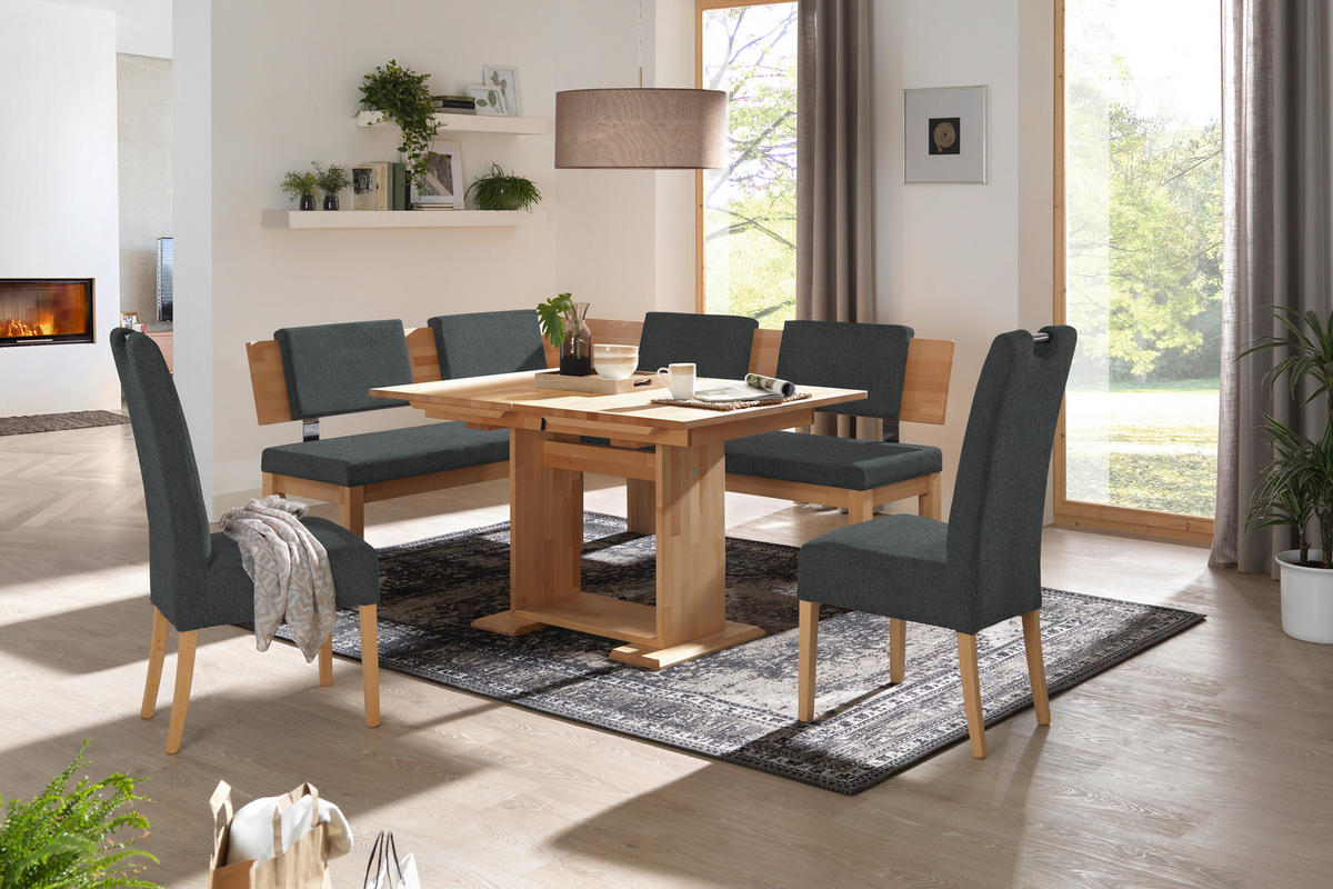 ECKBANK 160/200 cm  in Grau, Buchefarben  - Buchefarben/Grau, Natur, Holz/Textil (160/200cm) - Cantus