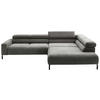 ECKSOFA inkl. Funktion Dunkelgrau Cord  - Dunkelgrau/Schwarz, MODERN, Textil/Metall (309/219cm) - Pure Home Lifestyle