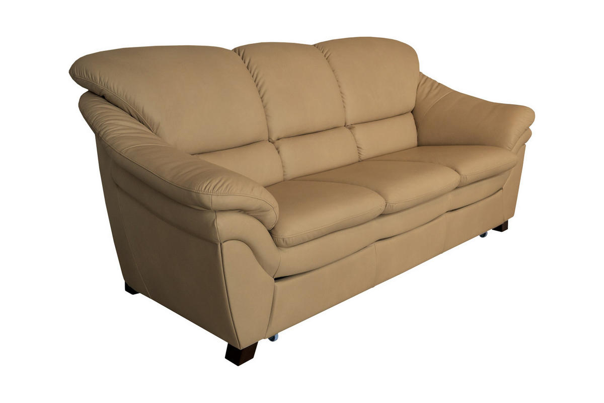 HÁROMÜLÉSES KANAPÉ bőr  - diófa színű, bőr/fa (202/96/102cm) - Andante