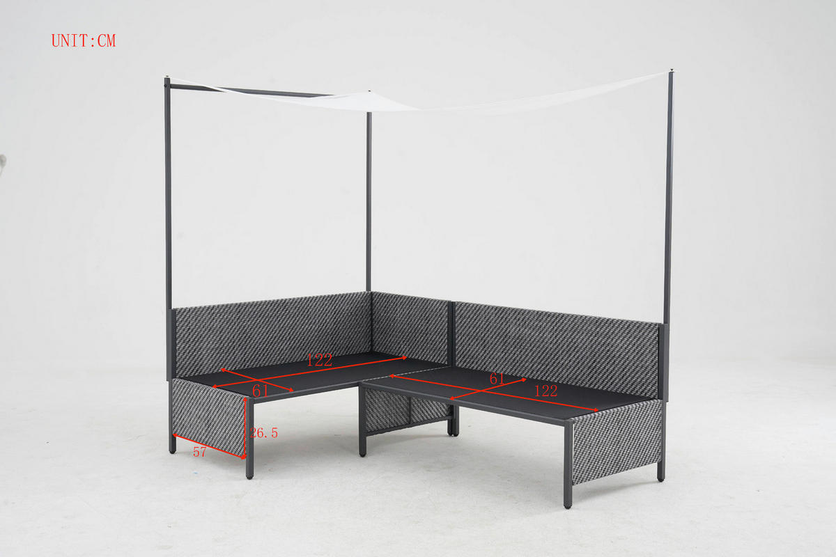 Set Lounge 2 piese  188/172 cm   - alb/antracit, Romantik / Landhaus, metal/textil (188/172cm) - Ambia Garden