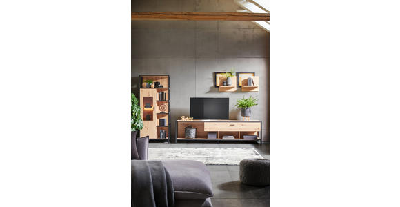VITRINE in Anthrazit, Eichefarben - Eichefarben/Anthrazit, Design, Glas/Holzwerkstoff (76/172/40cm) - Carryhome
