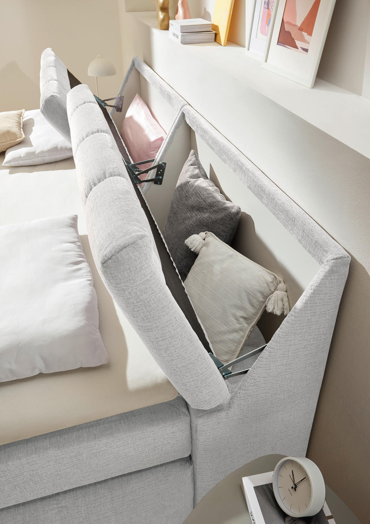 KONTINENTALSÄNG 240/200 cm  i silver  - silver, Modern, trämaterial/textil (240/200cm) - MID.YOU