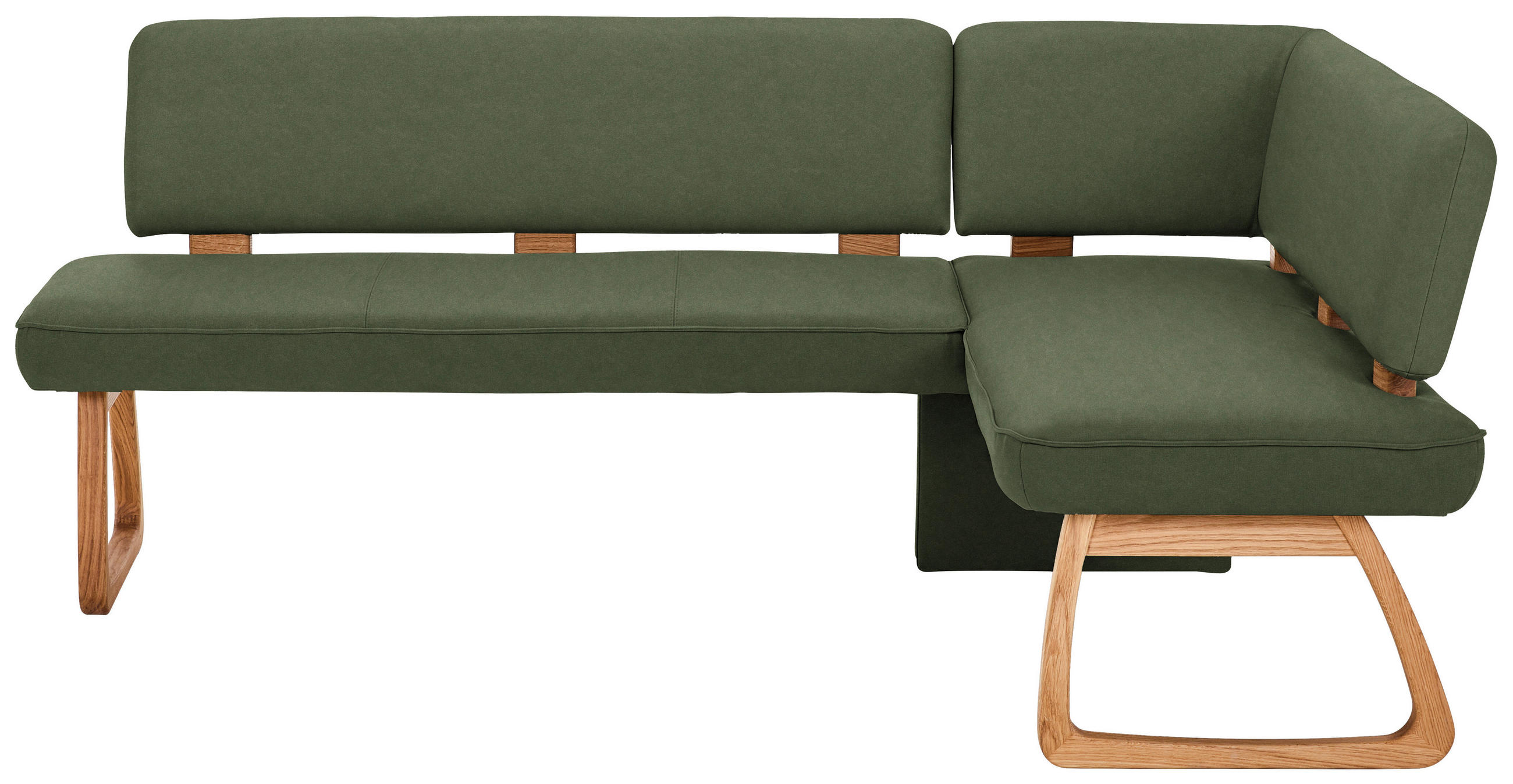 ECKBANK 208/155 cm Webstoff, Mikrofaser Dunkelgrün Eiche vollmassiv   - Dunkelgrün, KONVENTIONELL, Holz/Textil (208/155cm) - Venda