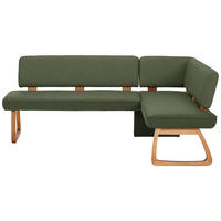 ECKBANK 208/155 cm Webstoff, Mikrofaser Dunkelgrün Eiche vollmassiv   - Dunkelgrün, KONVENTIONELL, Holz/Textil (208/155cm) - Venda