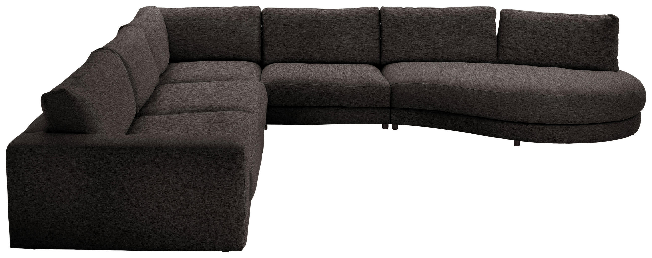 ECKSOFA Flachgewebe Schwarz  - Schwarz, Design, Kunststoff/Textil (365/425cm) - Lomoco