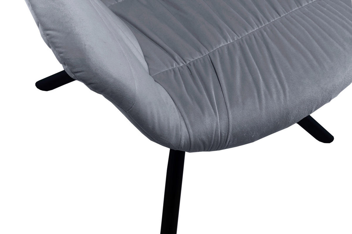 ARMLEHNSTUHL  in Samt  - Schwarz/Grau, MODERN, Textil/Metall (64/82/63cm) - Livetastic