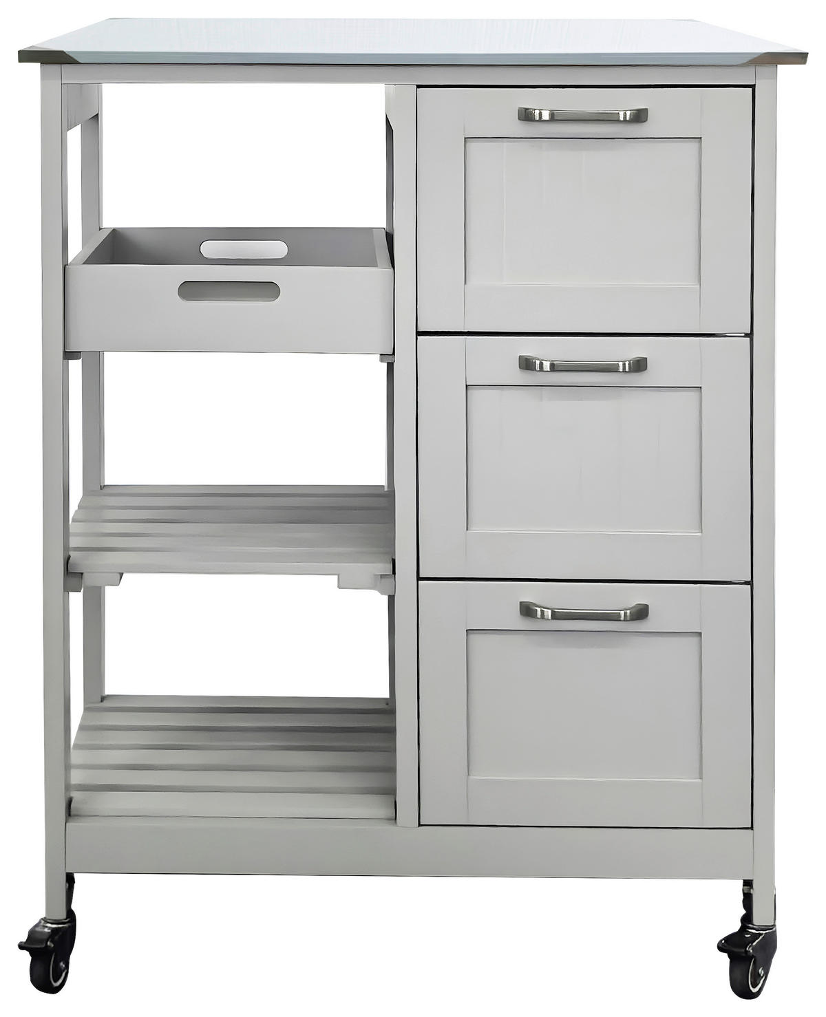 SERVIERWAGEN Weiß  - Silberfarben/Schwarz, Basics, Holzwerkstoff/Kunststoff (67/84/37cm) - MID.YOU