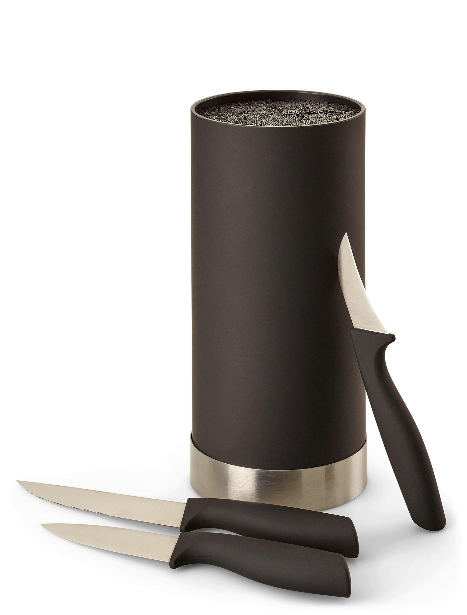 KNIVBLOCK 4 delar  - silver/svart, Basics, plast (11/22cm) - Echtwerk