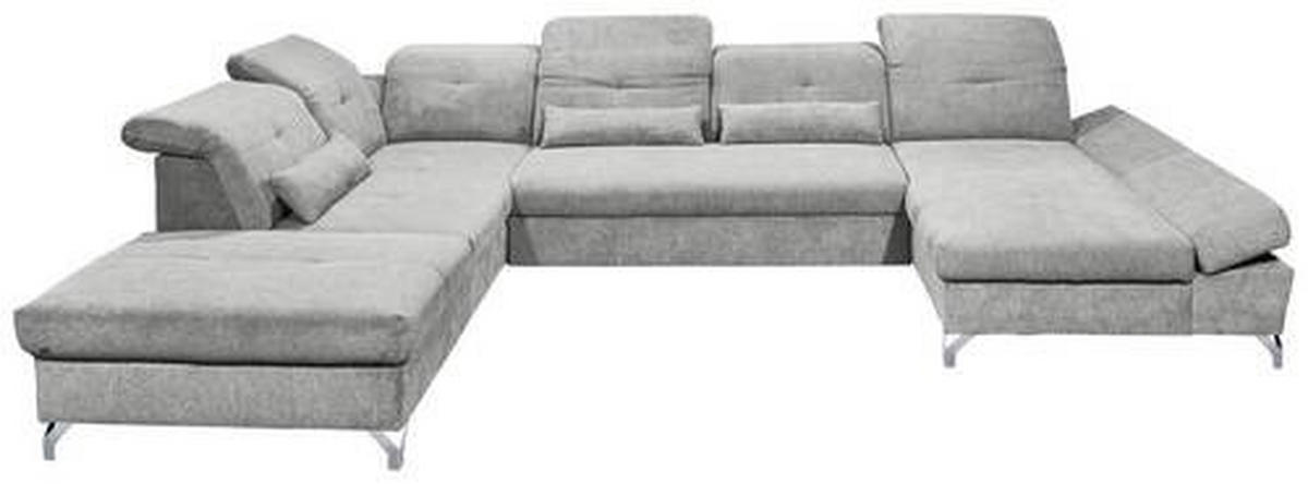 WOHNLANDSCHAFT Schlammfarben Mikrovelours  - Schlammfarben/Silberfarben, MODERN, Textil/Metall (245/350/168cm) - MID.YOU