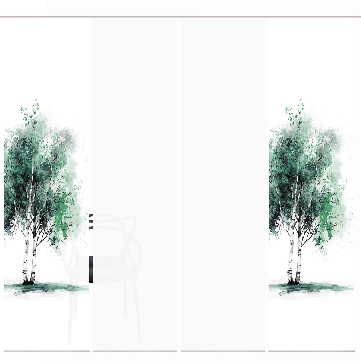 FLÄCHENVORHANG  4 Stück  blickdicht  60/245 cm   - Weiß/Grün, Natur, Textil (60/245cm)