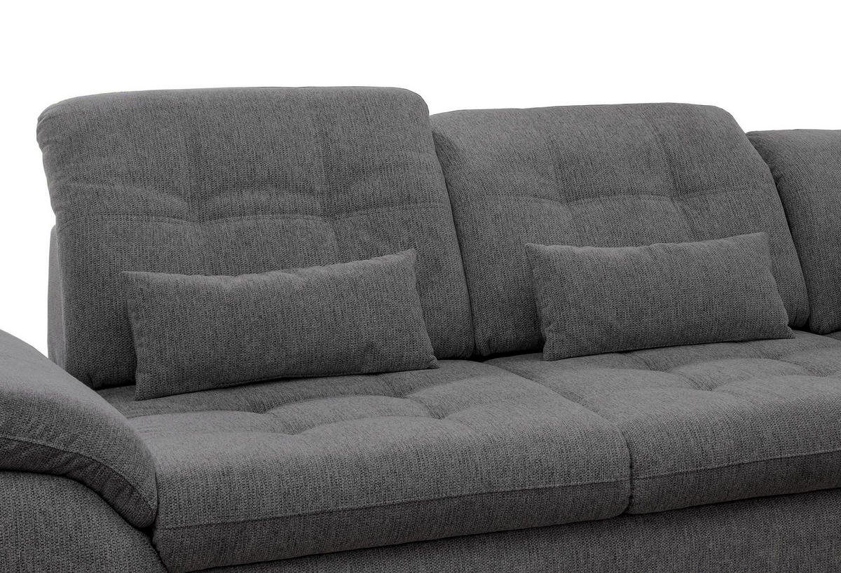 ECKSOFA in Chenille Anthrazit  - Chromfarben/Anthrazit, Modern, Textil/Metall (314/184cm) - Livetastic