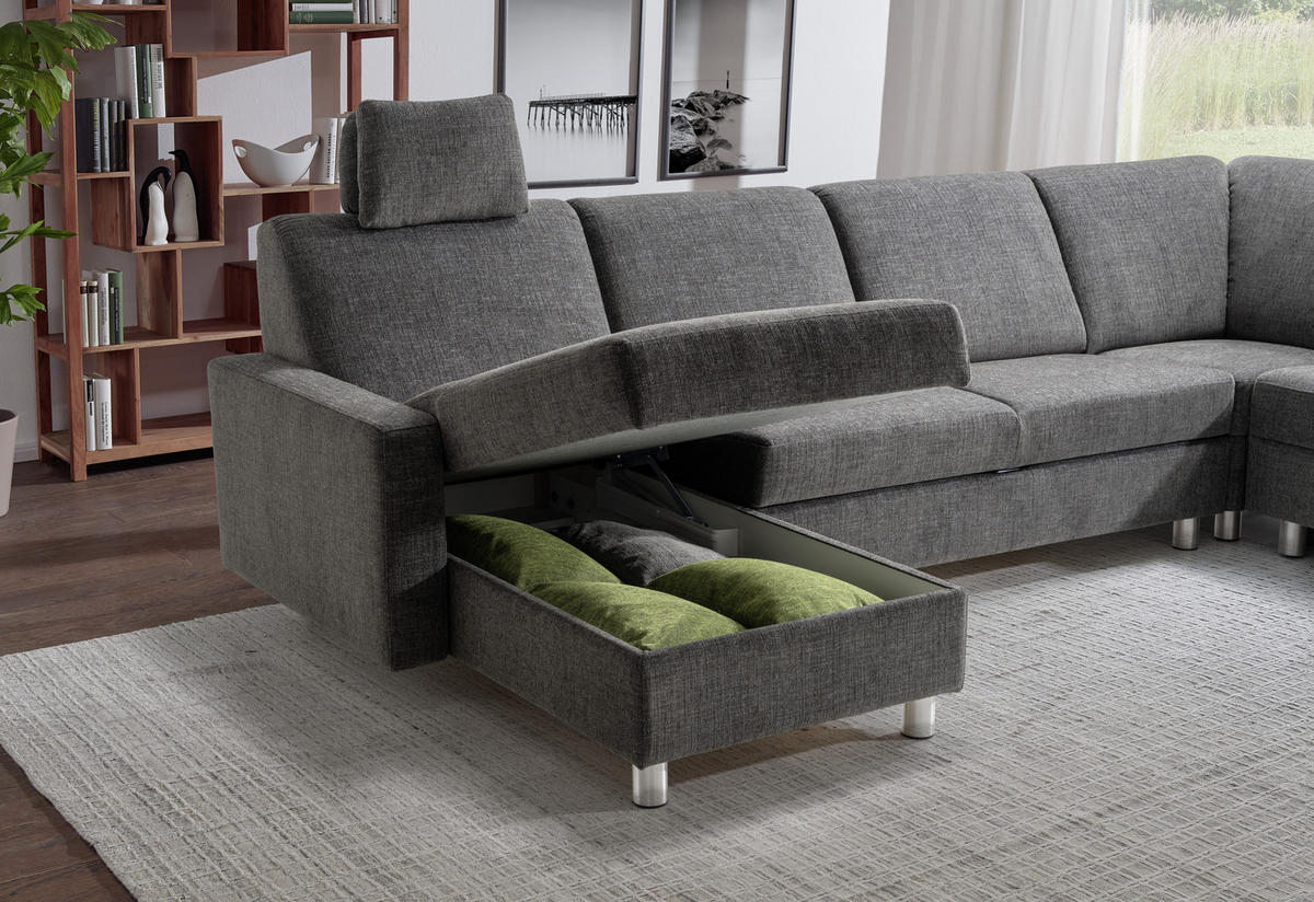 WOHNLANDSCHAFT in Chenille Anthrazit  - Anthrazit/Alufarben, KONVENTIONELL, Textil (158/323/237cm) - Sedda