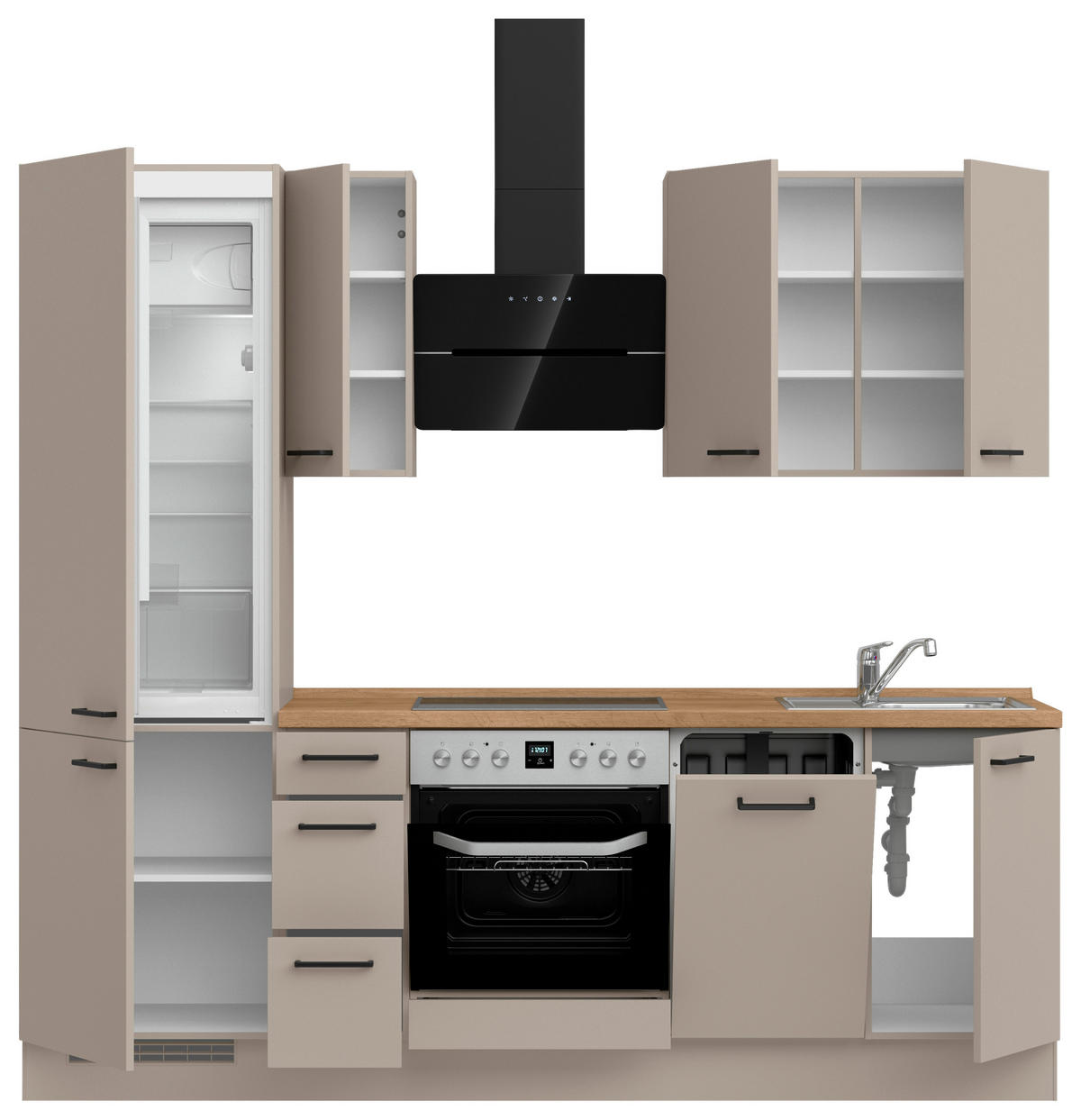 KÜCHENLEERBLOCK Easytouch 240 cm  in Eichefarben, Sandfarben  - Sandfarben/Eichefarben, MODERN, Holzwerkstoff/Metall (240cm) - Nobilia