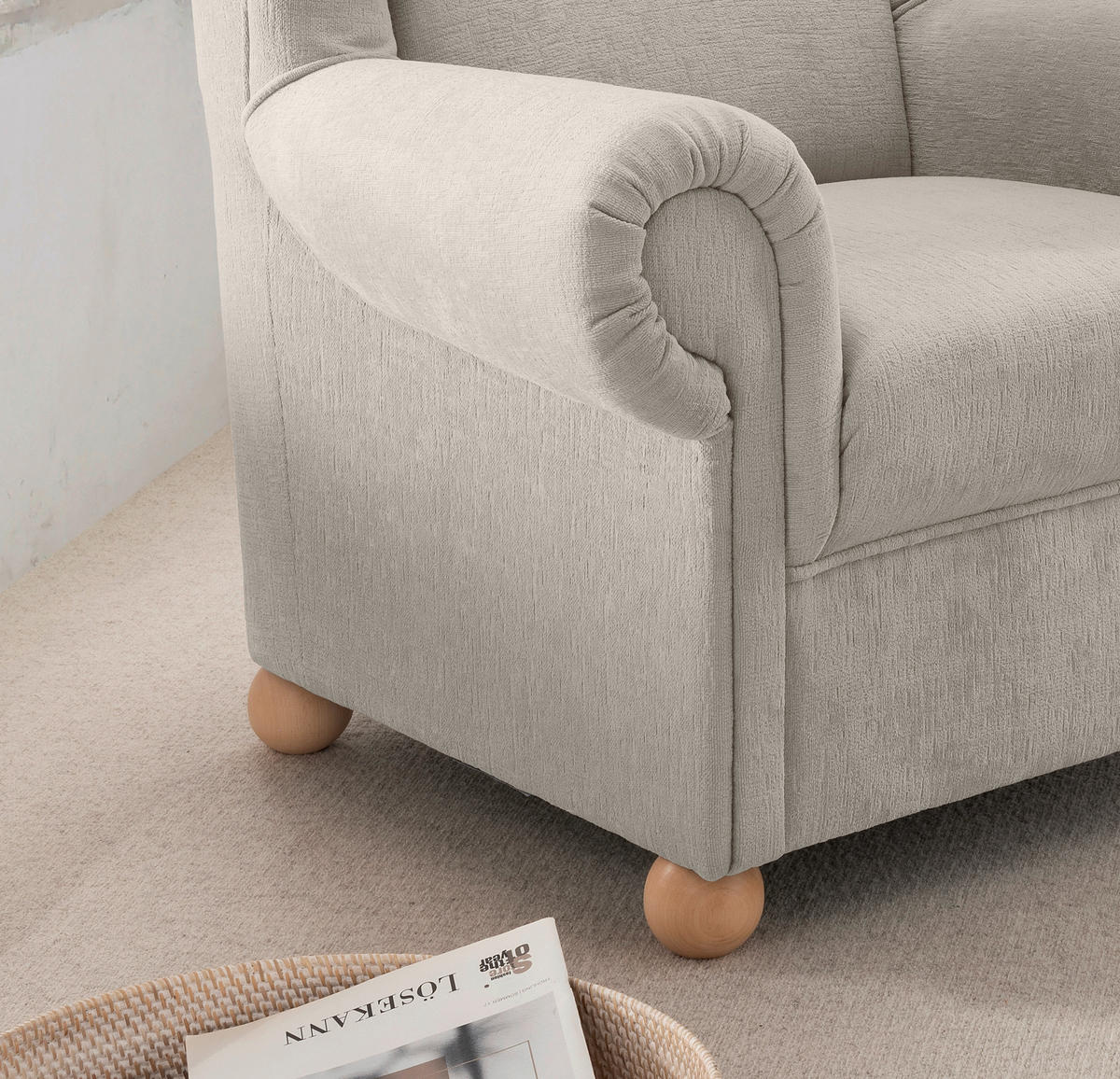 OHRENSESSEL Mikrofaser Weiß  - Wildeiche/Weiß, KONVENTIONELL, Holz/Textil (92/102/89cm) - Livetastic