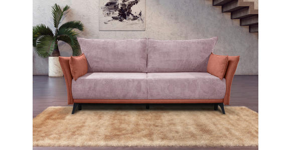 SCHLAFSOFA Cord, Flachgewebe Rosa - Schwarz/Rosa, KONVENTIONELL, Textil/Metall (223/72/100cm) - Carryhome