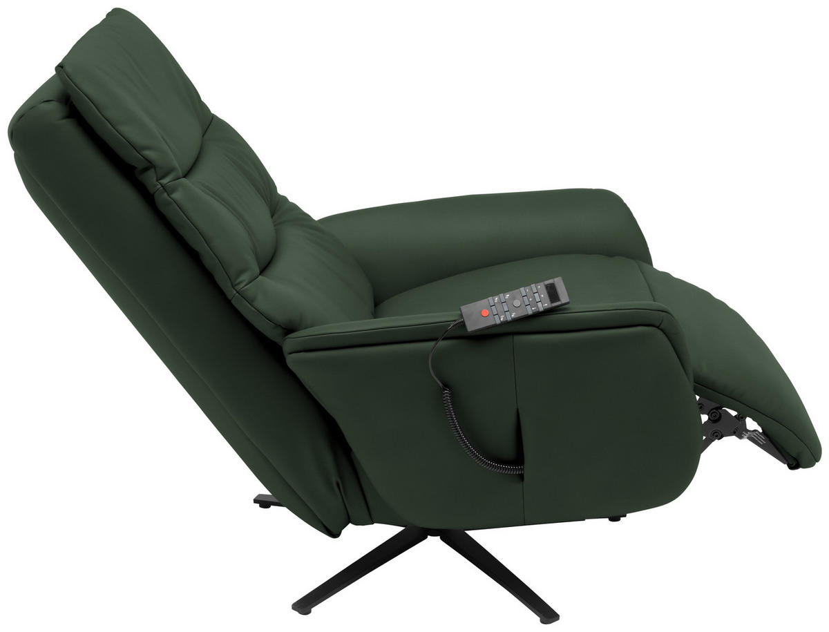 MASSAGESESSEL Echtleder Dunkelgrün    - Dunkelgrün/Anthrazit, KONVENTIONELL, Leder/Metall (74/114/97cm) - Himolla