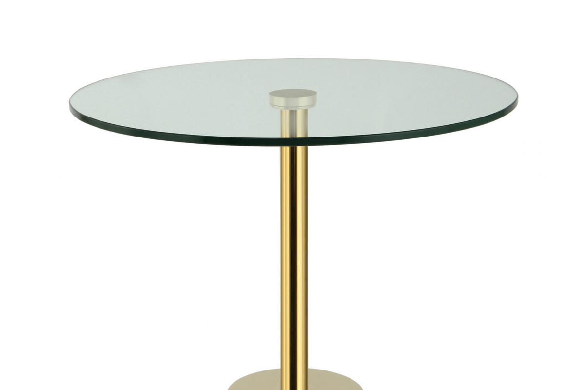 BEISTELLTISCH 46/46/53 cm Weiß, Goldfarben rund  - Goldfarben/Weiß, Design, Glas/Stein (46/46/53cm) - Kayoom
