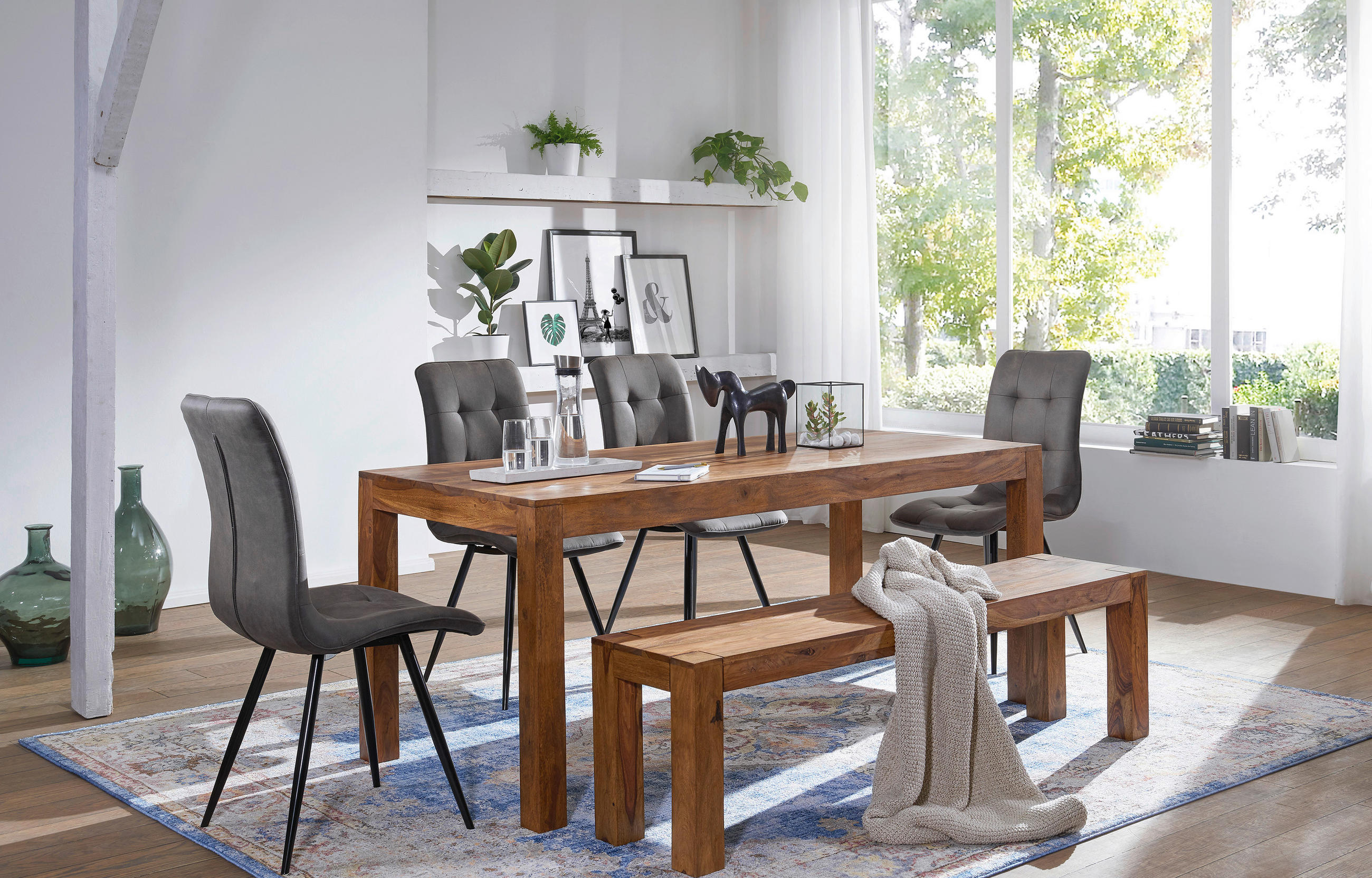 ESSTISCH Sheesham massiv rechteckig Sheeshamfarben  - Sheeshamfarben, MODERN, Holz (180/90/76cm) - MID.YOU