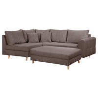 ECKSOFA inkl. Hocker Ariella in Cord Braun Rückenkissen, Hocker  161/231 cm  - Naturfarben/Braun, Design, Holz/Textil (161/231cm) - P & B
