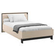 BETT 120/200 cm,  in Schwarz, Beige, Beleuchtung  - Beige/Schwarz, Design, Metall (120/200cm) - Voleo