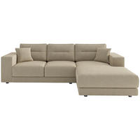 ECKSOFA in Flachgewebe Champagner  - Champagner/Edelstahlfarben, Design, Kunststoff/Textil (272/195cm) - Livetastic