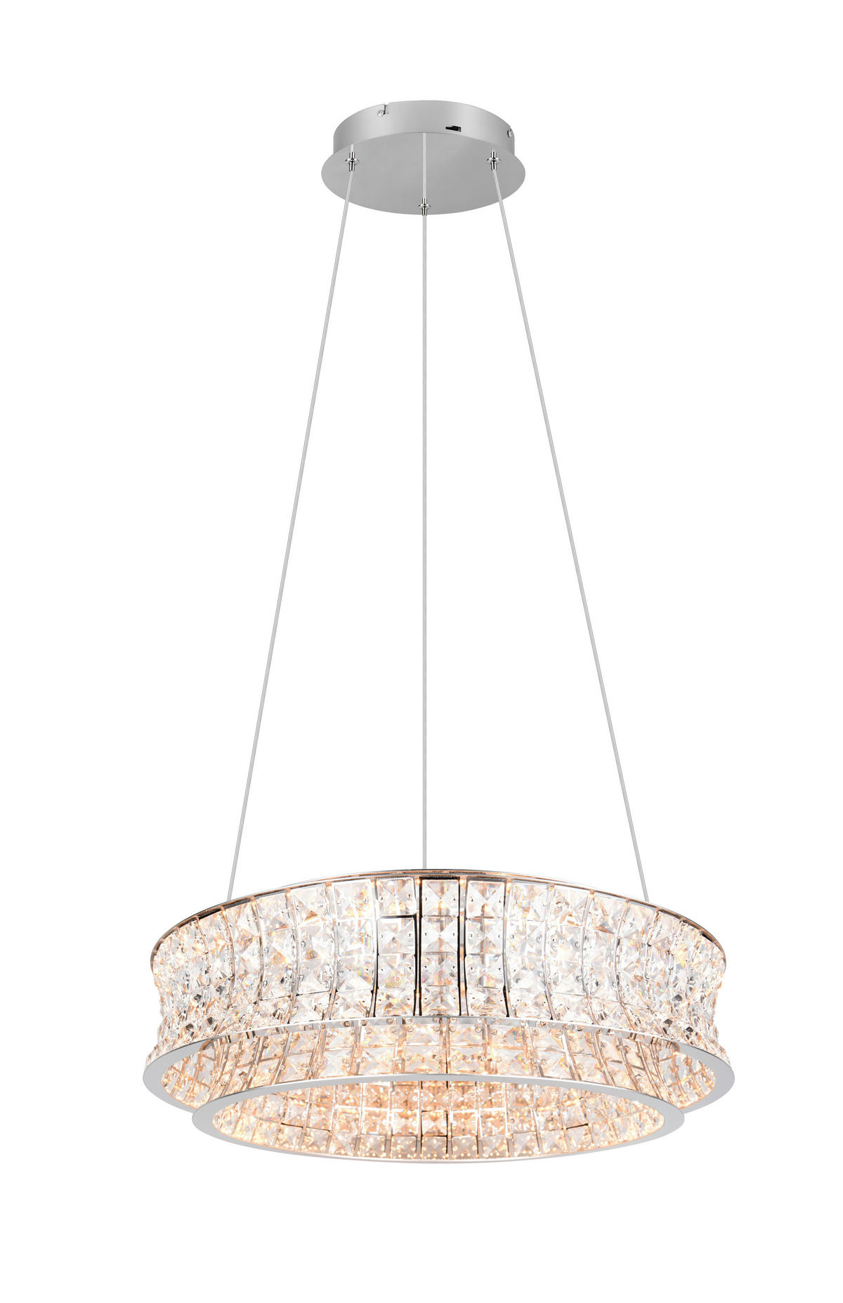 LED FÜGGESZTÉK - krómszínű/áttetsző, Basics, Üveg/fém (60/150cm)