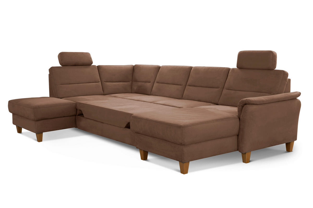 WOHNLANDSCHAFT in Mikrofaser Braun  - Eichefarben/Braun, Konventionell, Holz/Textil (212/308/163cm) - Sit & More