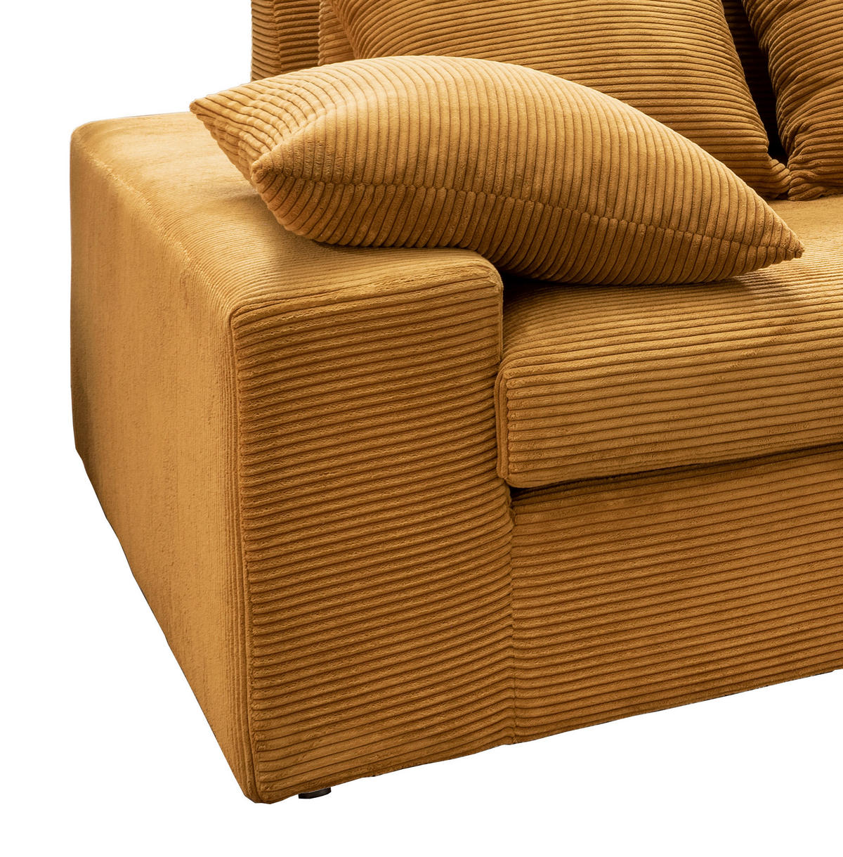 VIERSITZER-SOFA in Cord Goldfarben  - Goldfarben/Schwarz, MODERN, Kunststoff/Textil (308/80/140cm) - Livetastic