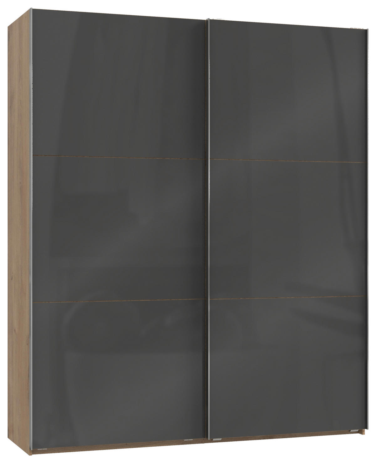 SCHWEBETÜRENSCHRANK 200/236/65 cm 2-türig Grau, Eichefarben  - Eichefarben/Grau, MODERN, Holzwerkstoff (200/236/65cm) - MID.YOU