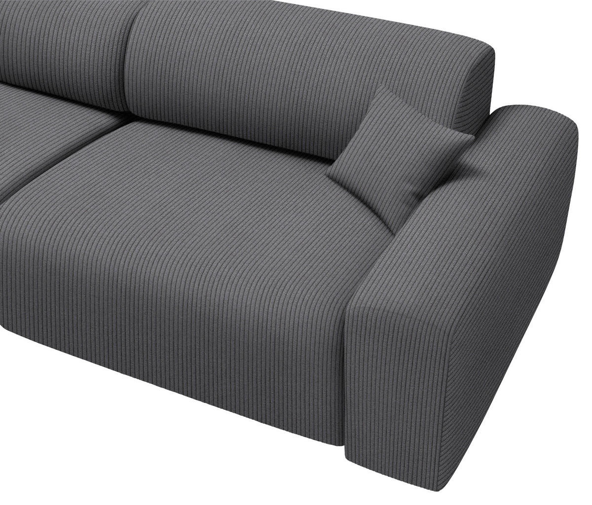 ECKSOFA in Velours, Feincord Grau  178/292 cm  - Schwarz/Grau, Design, Kunststoff/Textil (178/292cm) - home24