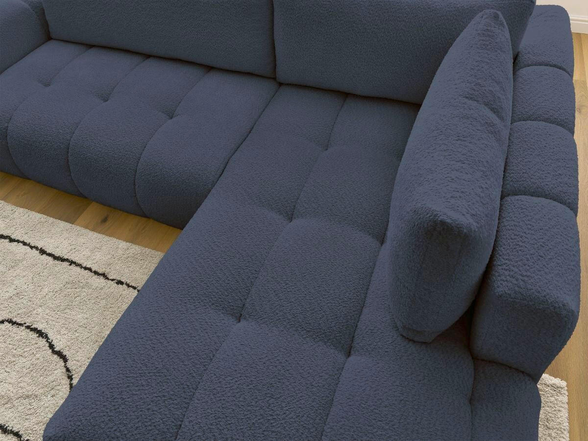 ECKSCHLAFSOFA FUJI Bouclé Dunkelblau  inkl.  - Schwarz/Dunkelblau, MODERN, Kunststoff/Textil (282/204cm)