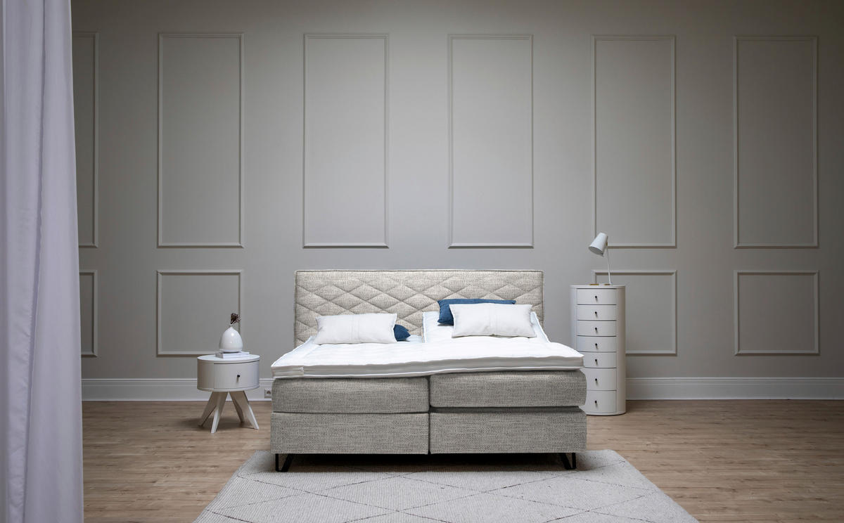 BOXSPRINGBETT 160/200 cm  in Hellgrau  - Hellgrau/Schwarz, KONVENTIONELL, Holz/Textil (160/200cm) - Sjöholm