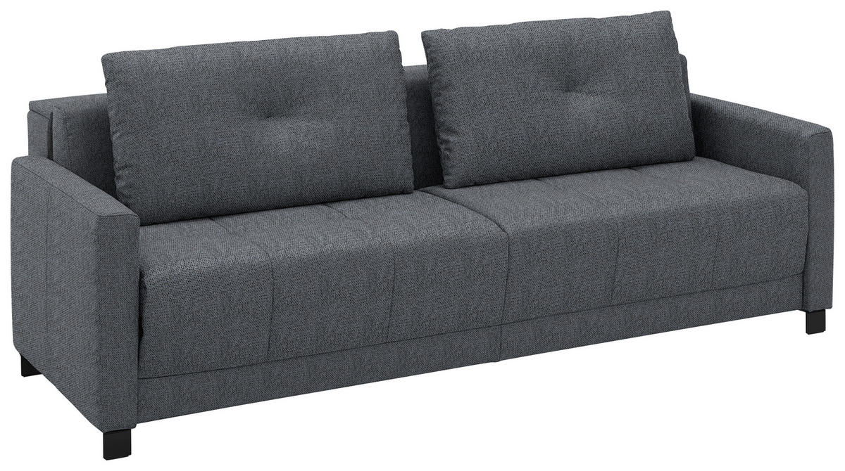 SCHLAFSOFA Flachgewebe Anthrazit haustierfreundlicher Bezug, Armteil rechts, Armteil links, Bettfunktion erhältlich, Schlafen auf Sitzhöhe, Stoffauswahl  - Anthrazit/Schwarz, Konventionell, Textil/Metall (232/77/116cm) - Dieter Knoll