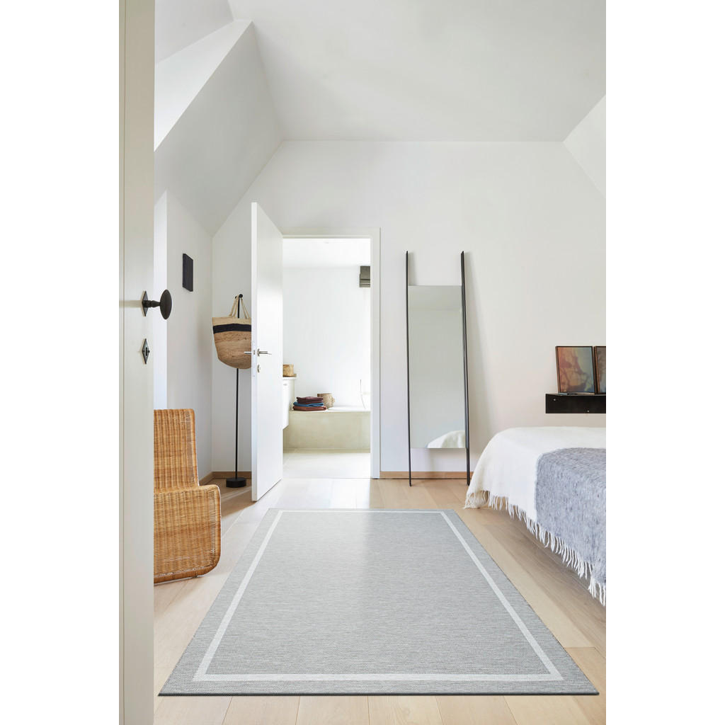 Thumbnail - Novel Outdoorteppich Amalfi, Grau, Silber, Hellgrau, Textil, Bordüre, rechteckig, 160x230 cm, Oeko-Tex® Standard 100, fü...