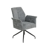 ARMLEHNSTUHL 1 Stück erweiterbar, Sitzfläche 360° drehbar, inklusive Armlehnen, ergonomische Rückenlehne, gepolsterte Armlehnen Webstoff, Mikrofaser  - Hellgrau/Schwarz, MODERN, Textil/Metall (71/93/68cm) - MID.YOU