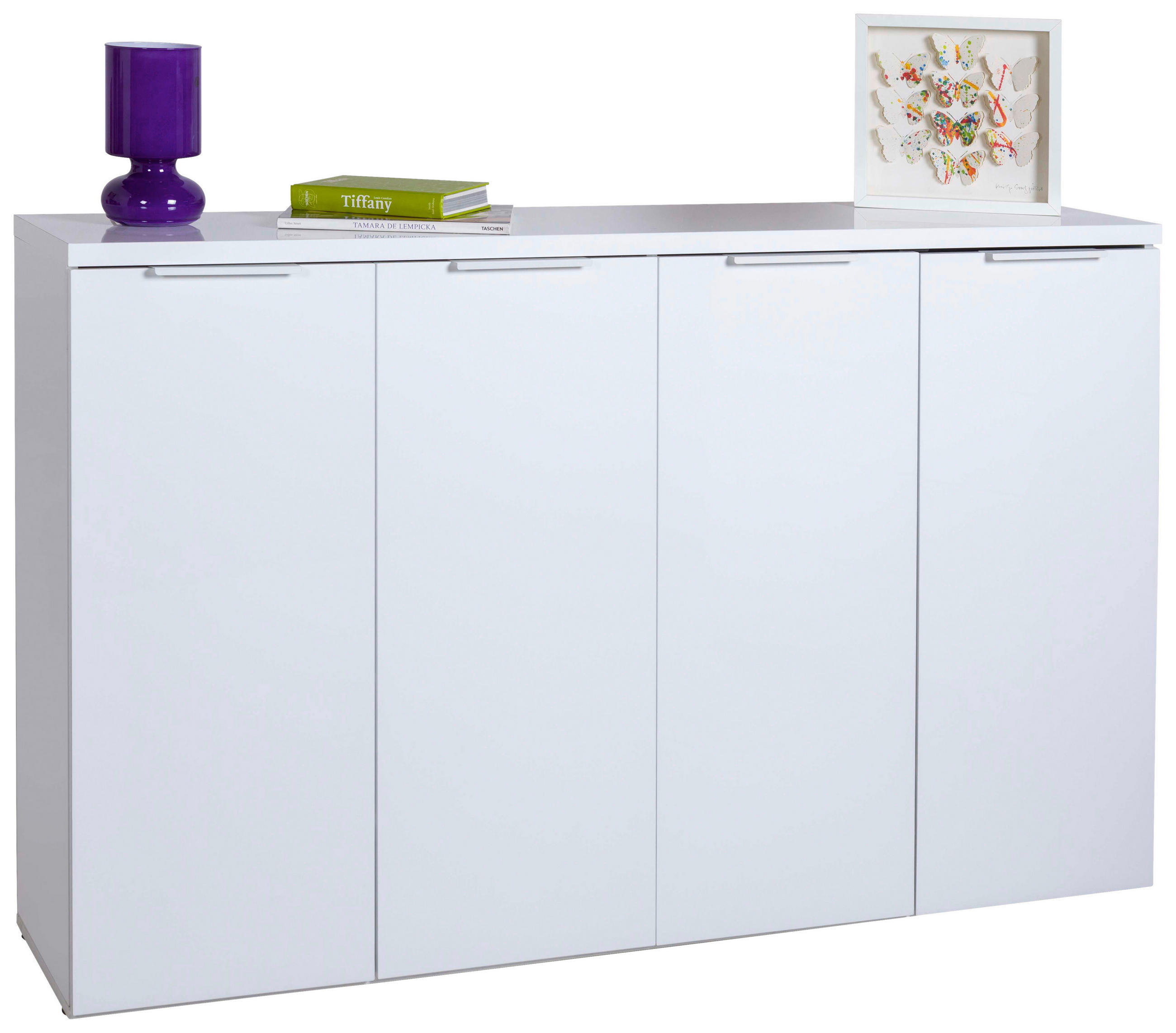 SCHUHSCHRANK Weiß Hochglanz  - Weiß Hochglanz/Schwarz, Basics, Holzwerkstoff/Metall (160/102/35cm) - Carryhome