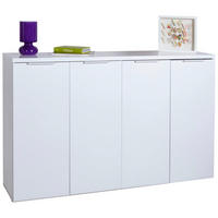 SCHUHSCHRANK Weiß Hochglanz  - Weiß Hochglanz/Schwarz, Basics, Holzwerkstoff/Metall (160/102/35cm) - Carryhome