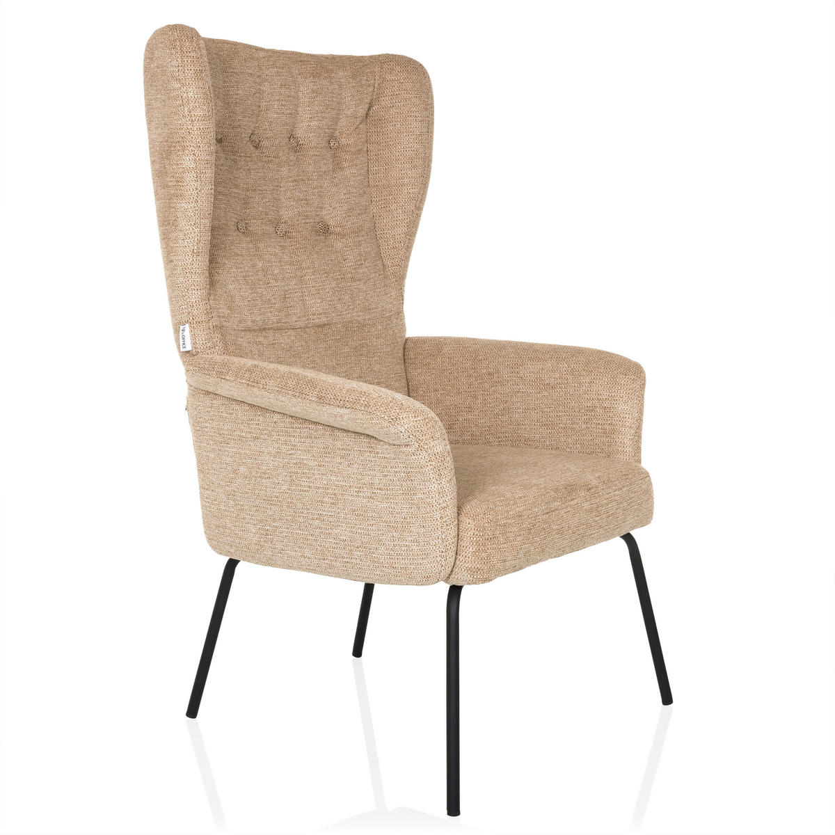 OHRENSESSEL Bouclé Beige  - Beige/Schwarz, MODERN, Textil/Metall (71/110/71cm) - MID.YOU