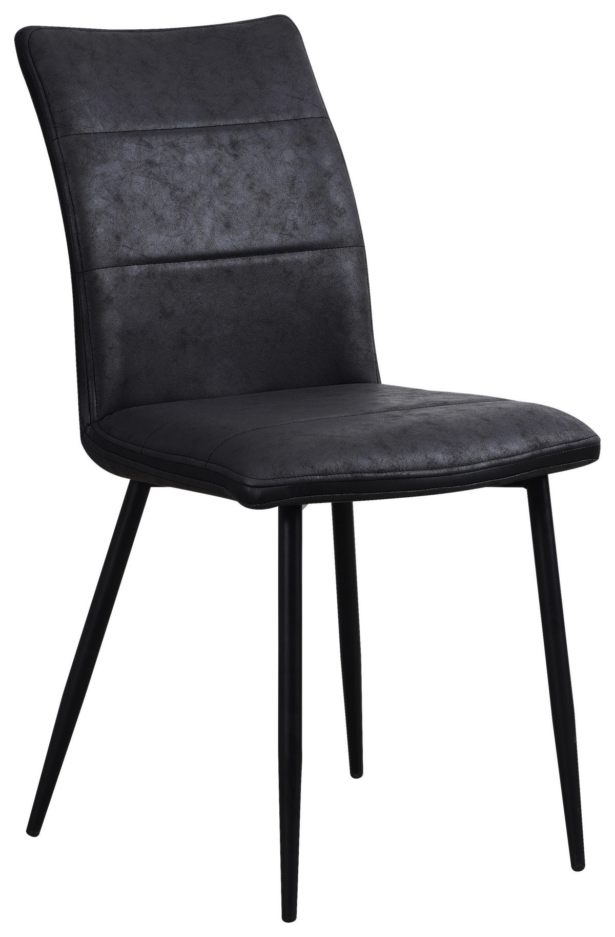 STUHL Lederlook, Mikrofaser Schwarz  - Schwarz, Design, Textil/Metall (45/87/60cm) - Ti'me